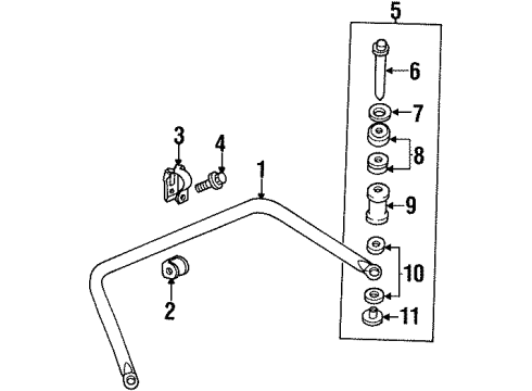 2002 Oldsmobile Aurora Stabilizer Bar & Components Diagram 4 - Thumbnail