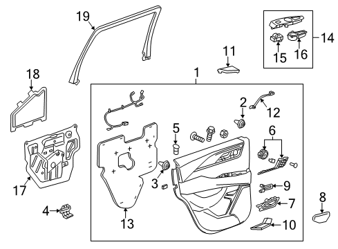 2017 Cadillac Escalade Liner, Black, Rear Driver Side Diagram for 23113881