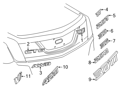 2020 Cadillac CT6 Exterior Trim - Trunk Diagram