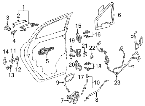 2019 GMC Acadia Rear Door - Lock & Hardware Diagram