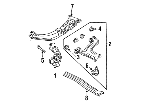 1993 Pontiac Grand Am Suspension Support, Front Center Driver Side Diagram for 22551313