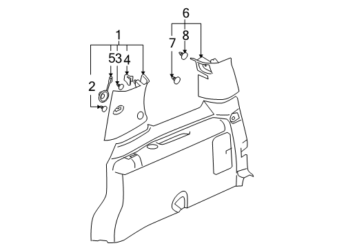 2006 Buick Terraza Interior Trim - Side Panel Diagram 3 - Thumbnail