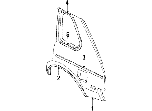 1985 Pontiac T1000 Quarter Panel & Components Diagram