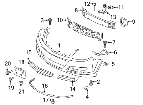 2007 Saturn Aura Bumper Cover, Front Diagram for 25851546