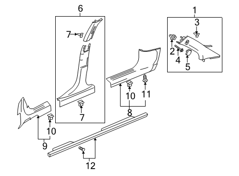 2004 Chevy Malibu Carpet Retainer, Passenger Side Diagram for 15292612