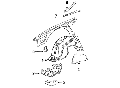 1991 Buick Roadmaster Wheelhouse, Front Inner Passenger Side Diagram for 12530036