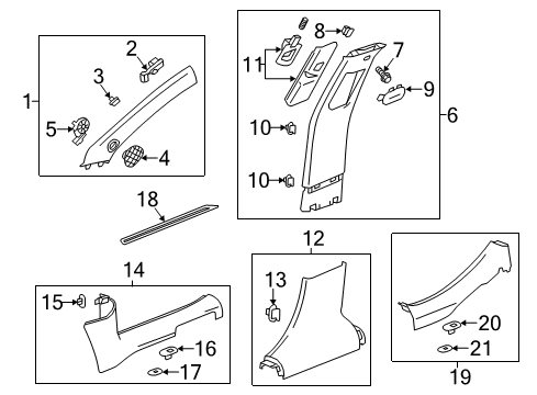 2015 Chevy Malibu Interior Trim - Pillars Diagram