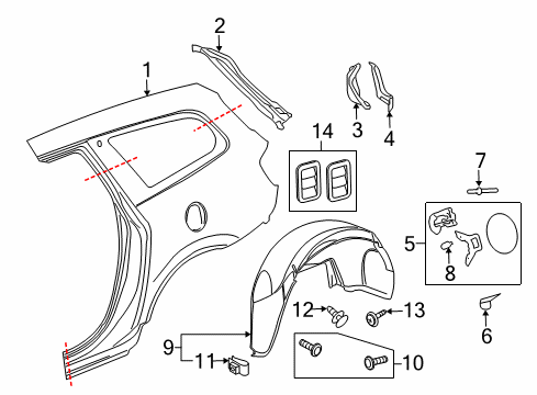 2014 Buick Enclave Quarter Panel & Components Diagram