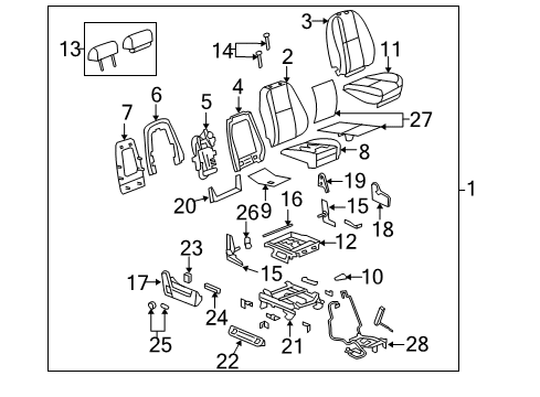 2007 Chevy Silverado 2500 HD Front Seat Components Diagram 9 - Thumbnail