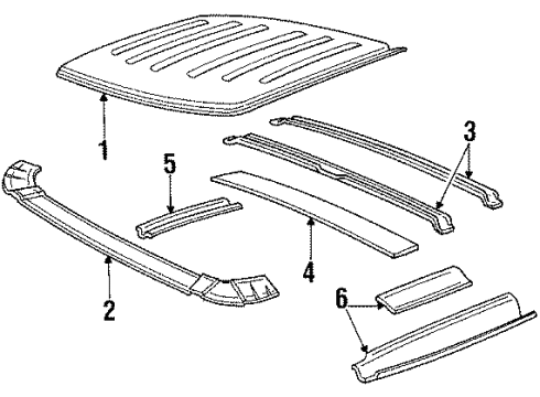 1984 Chevy G20 Header Panel Reinforcement, Front Diagram for 3961085