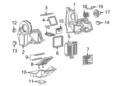 2002 GMC Savana 3500 A/C Evaporator & Heater Components Diagram