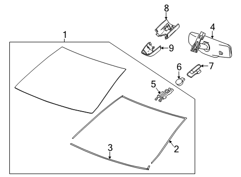 2017 Cadillac CT6 Glass - Windshield Diagram 2 - Thumbnail