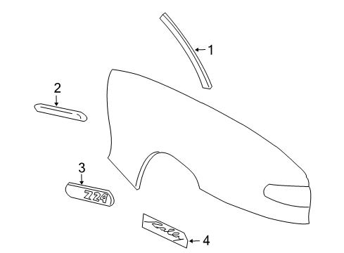 1999 Chevy Cavalier Exterior Trim - Quarter Panel Diagram