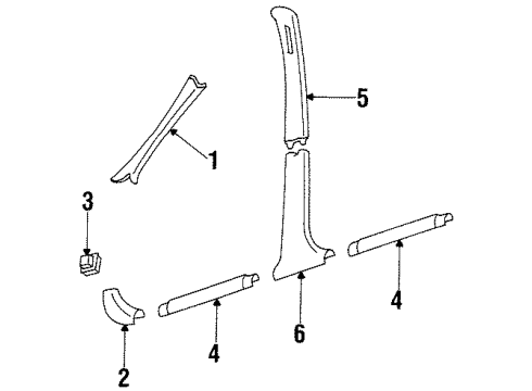 2001 Oldsmobile Intrigue Center Pillar Trim, Blue; Gray, Inner Diagram for 10426121