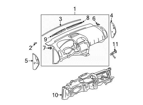 2002 Saturn Vue Instrument Housing Diagram for 25790667