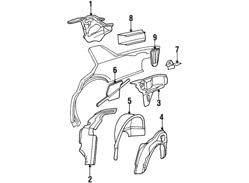 1997 Cadillac Seville Inner Components - Quarter Panel Diagram