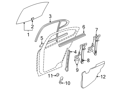 2000 Oldsmobile Alero Glass - Door Diagram