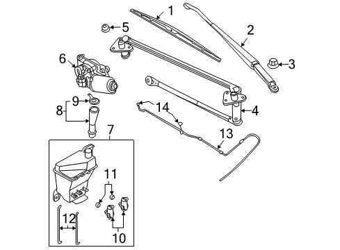 2005 Chevy Aveo Wiper & Washer Components Diagram