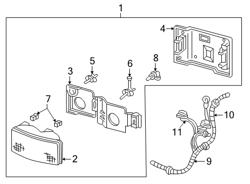 1999 Chevy K2500 Headlamp Components Diagram