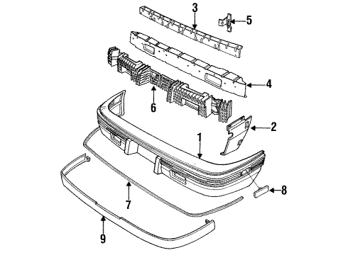 1992 Pontiac LeMans Bumper & Components - Rear Diagram