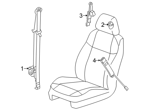 2010 Hummer H3 Buckle End, Passenger Side Diagram for 19209038