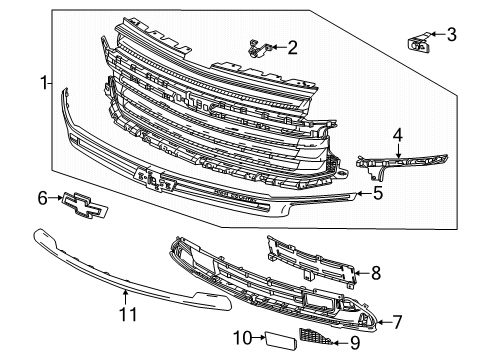 2024 Chevy Tahoe Grille & Components Diagram 2 - Thumbnail