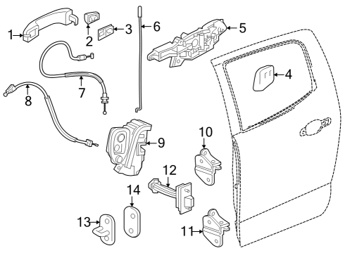 2023 Chevy Colorado Rear Door - Lock & Hardware Diagram