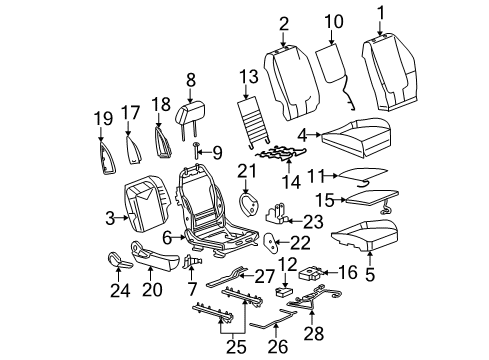 2005 Pontiac G6 Seat Frame Front Bracket, Passenger Side Diagram for 22733613