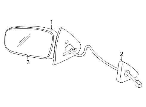 2000 Oldsmobile Alero Mirror Assembly, Rear Driver Side Diagram for 22676405