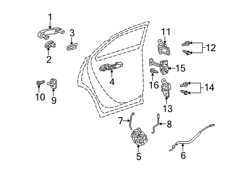 2010 Chevy Equinox Rear Door - Lock & Hardware Diagram