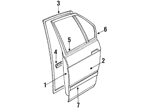 1990 Chevy Lumina Exterior Trim - Rear Door Diagram