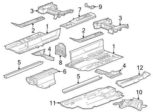 2013 Chevy Volt Floor & Rails Diagram