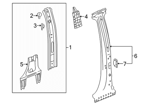 2023 GMC Sierra 3500 HD Panel Assembly-Center Pillar Inner Diagram for 85588768