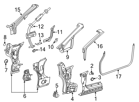 2018 Buick Cascada Inner Quarter Reinforcement Plug Diagram for 90120285