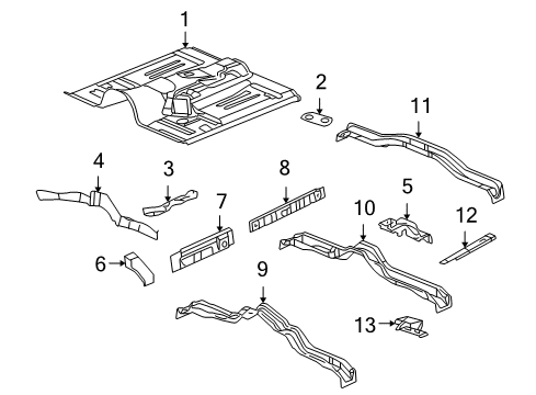 2006 Buick Rainier Front Floor Pan Reinforcement Plate, Driver Side Diagram for 15761919