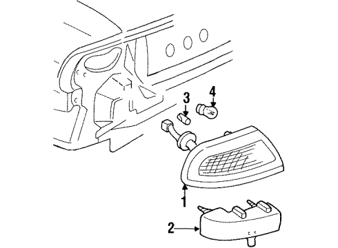 1999 Buick LeSabre Tail Lamp Assembly, Passenger Side Diagram for 19169007