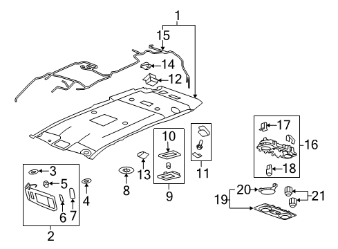 2010 Chevy Traverse Interior Trim - Roof Diagram