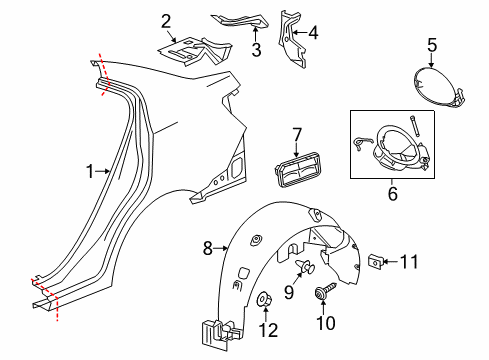 2013 Chevy Sonic Quarter Panel & Components Diagram 2 - Thumbnail