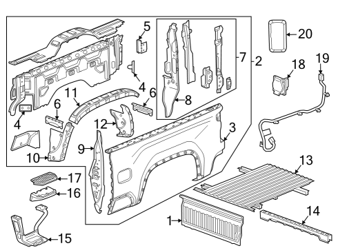 2024 GMC Sierra 3500 HD Outer Panel, Driver Side Diagram for 84835380