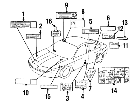2002 Oldsmobile Aurora Info Label Diagram for 25725303