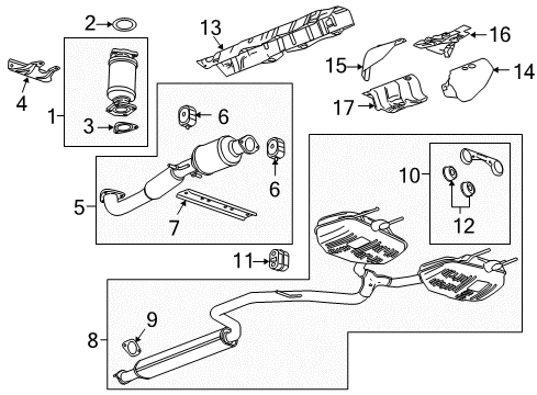 2013 Buick Regal Catalytic Converter, Rear Diagram for 19418940