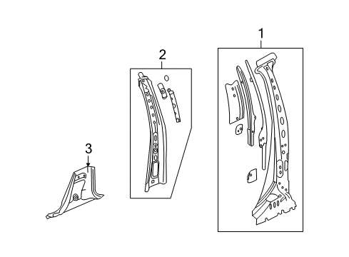 2009 Saturn Outlook Center Pillar Reinforcement, Outer Driver Side Diagram for 22789660