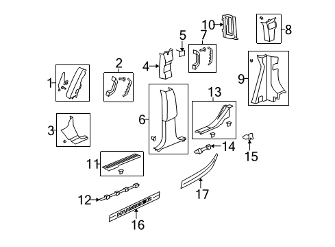 2008 Hummer H2 Grip Handle, Center Diagram for 25858022