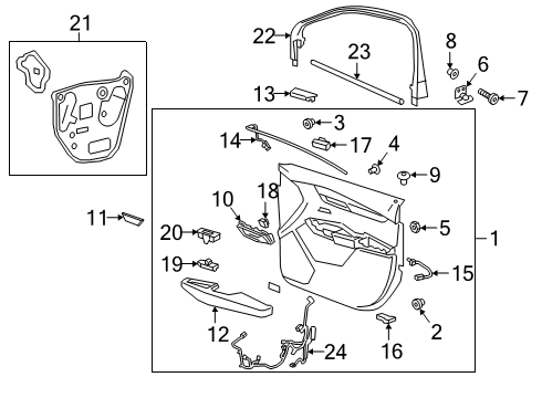2025 Cadillac XT6 Interior Trim - Front Door Diagram