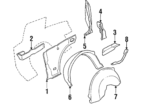 1984 Oldsmobile Toronado Inner Components - Quarter Panel Diagram