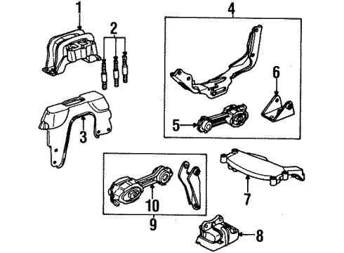 2001 Saturn SC1 Engine & Trans Mounting Diagram