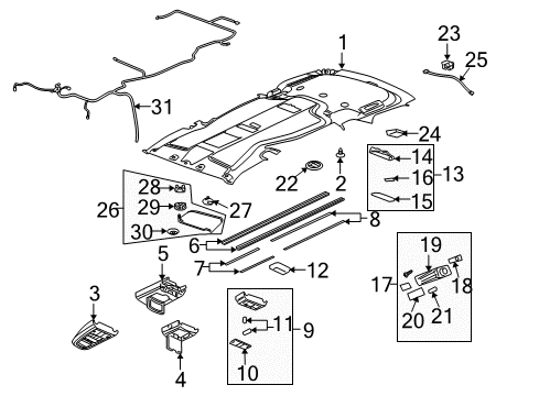 2005 Pontiac Montana Reading Lamp Lens, Passenger Side Diagram for 12532593