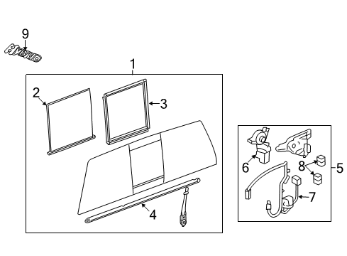 2012 Chevy Silverado 1500 Moveable Glass, Rear Diagram for 25781997
