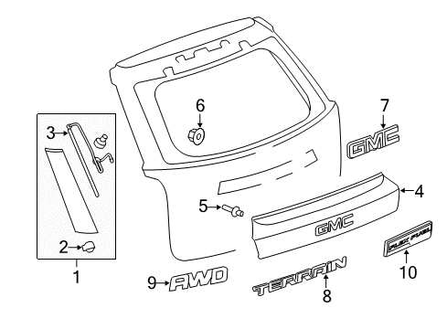 2014 GMC Terrain Exterior Trim - Lift Gate Diagram