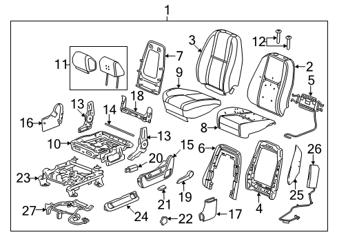 2013 Chevy Silverado 2500 HD Seat Back Cover, Driver Side Diagram for 20843355